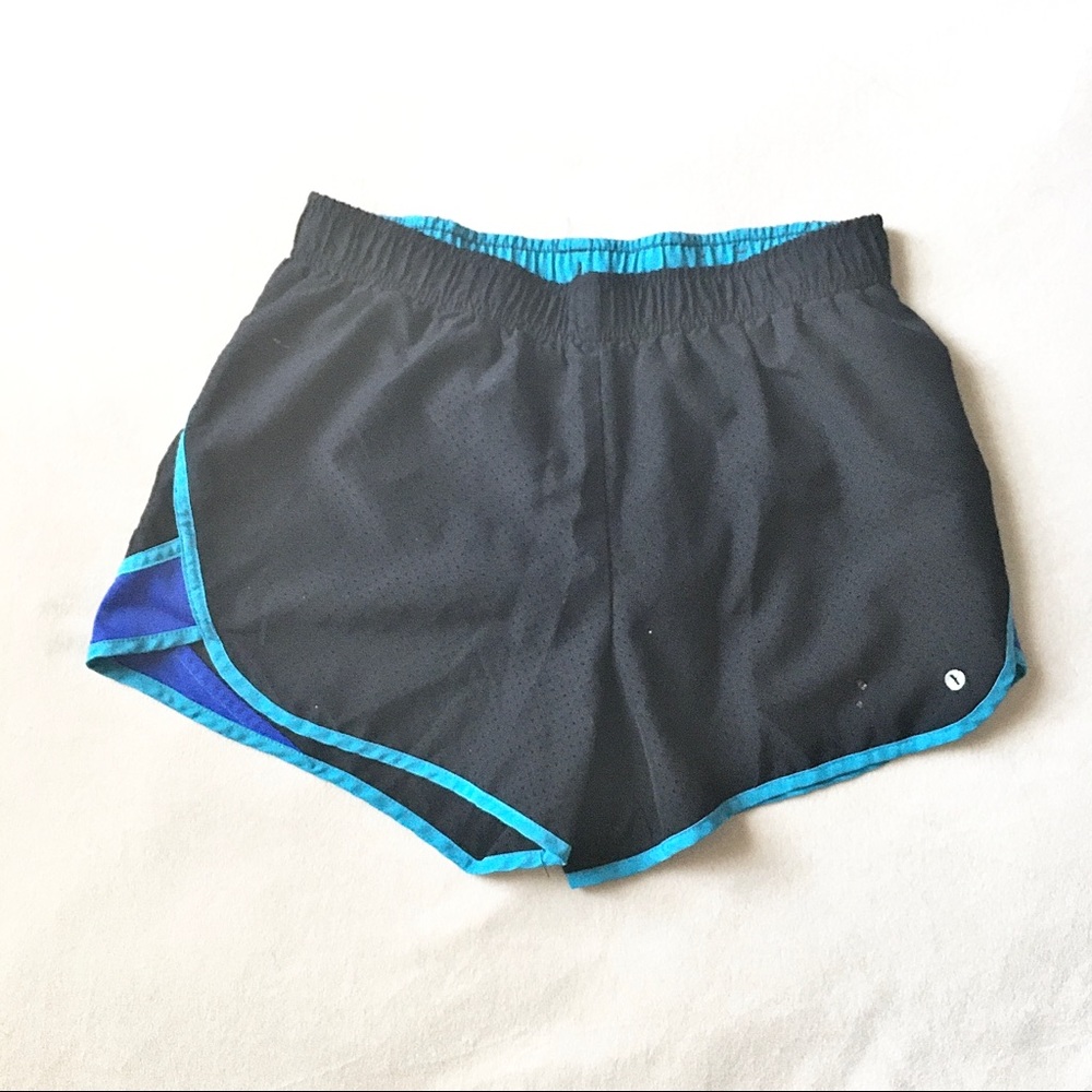 Black mesh athletic shorts with blue, Nike inspo